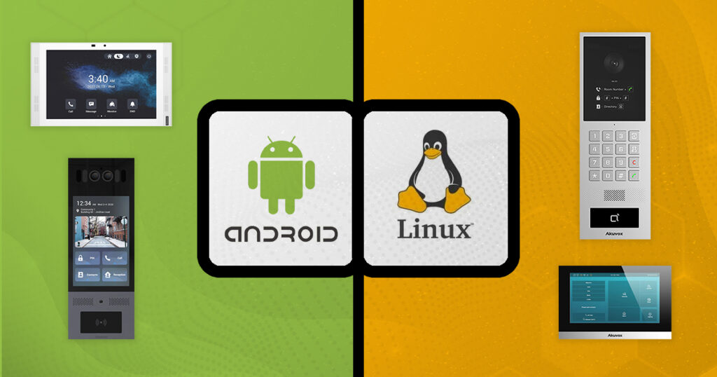 Android OS and Linux OS software for video door phones and indoor monitors concept graphic