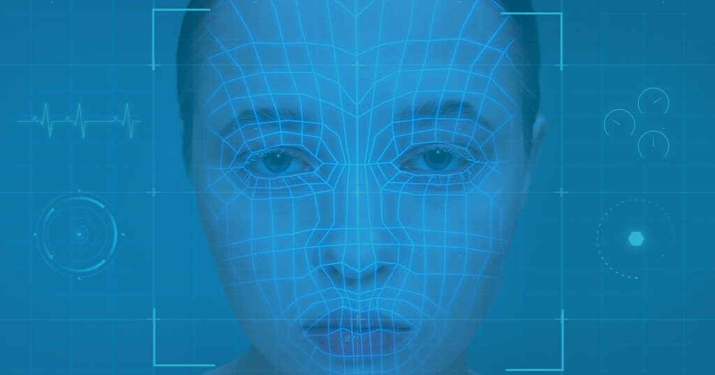 Facial recognition technology feature of woman