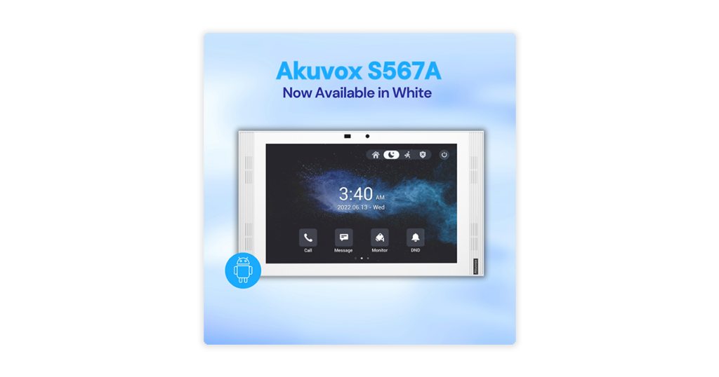 Akuvox S567A indoor monitor in white intercom system